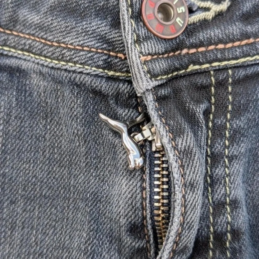 Evisu x Puma Slim‎ Straight Jeans Dark Wash Embroidered Logo W30 L34 Streetwear